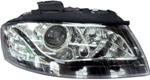 KIT PROIETTORE AUDI A3 2003 C/LENTIC. LUCE DI POSIZ. A LED PARAB. NERA